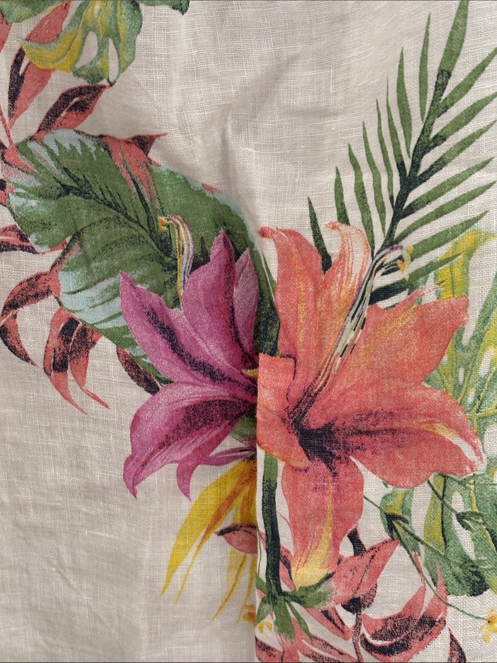 Lungo L’Arno 100% Linen Tropical Floral Shift Dress Size Small - Picture 4 of 6